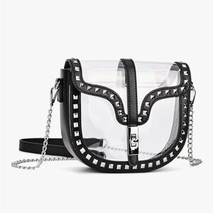 Black Studded Clear Crossbody Bag